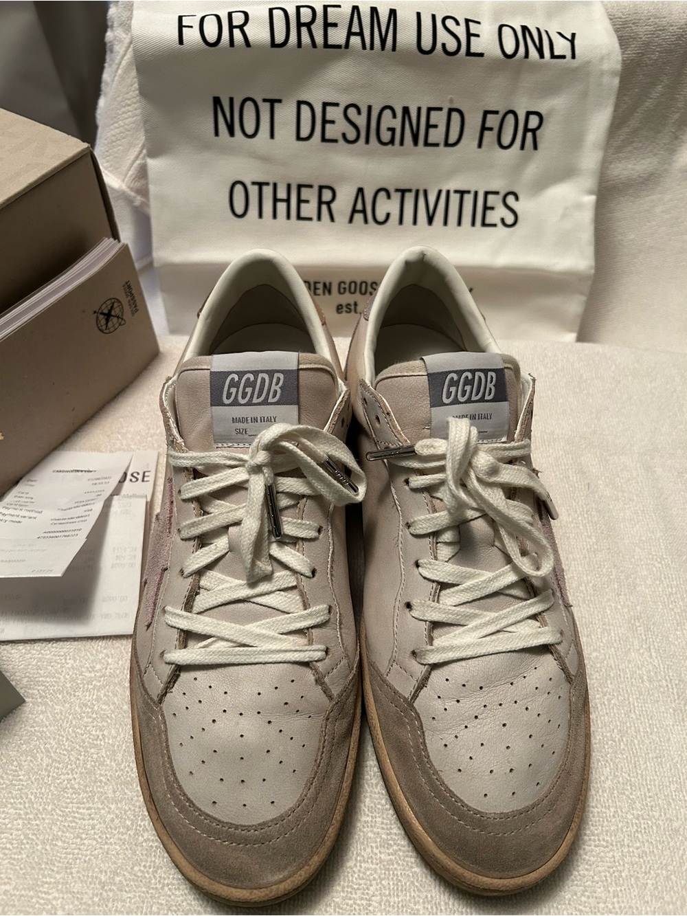 Golden Goose White Pink Gray Low-Top Sneakers
